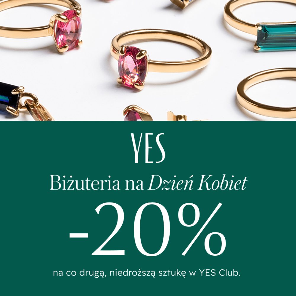 grafika promocyjna -20% na wybrane produkty firmy YES z okazji dnia kobiet