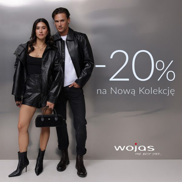 Grafika informująca o rabacie 20% na Nową Kolekcję WOJAS Jesień/Zima 2026, obowiązującym od 24 do 30 września.