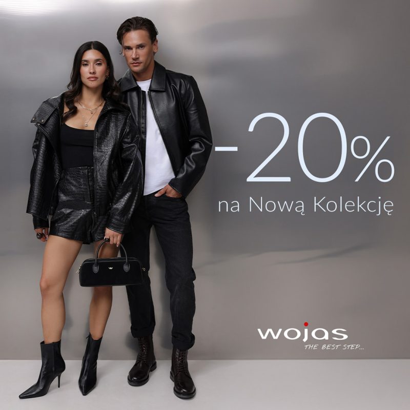 Grafika informująca o rabacie 20% na Nową Kolekcję WOJAS Jesień/Zima 2026, obowiązującym od 24 do 30 września.