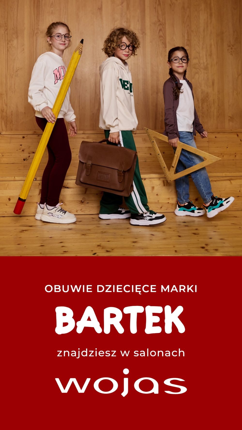 Grafika promująca jesienno-zimową kolekcję obuwia dziecięcego BARTEK dostępną w salonach Wojas w PH Zakopianka.
