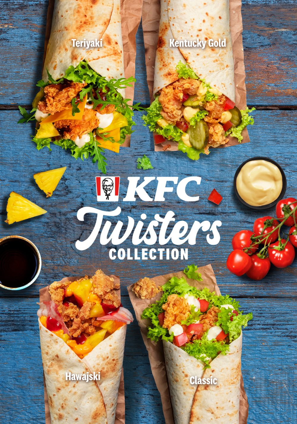 Czas trwania: Od teraz do 26 października 2026 Nowość! Spróbuj zakręconych smaków nowych Twisterów. Twister Collection w KFC. Wybierz ulubionego Twistera: Classic, Kentucky Gold, Hawajski lub Teriyaki. 🌯 Wpadaj do KFC, zamów w aplikacji lub na stronie internetowej!
