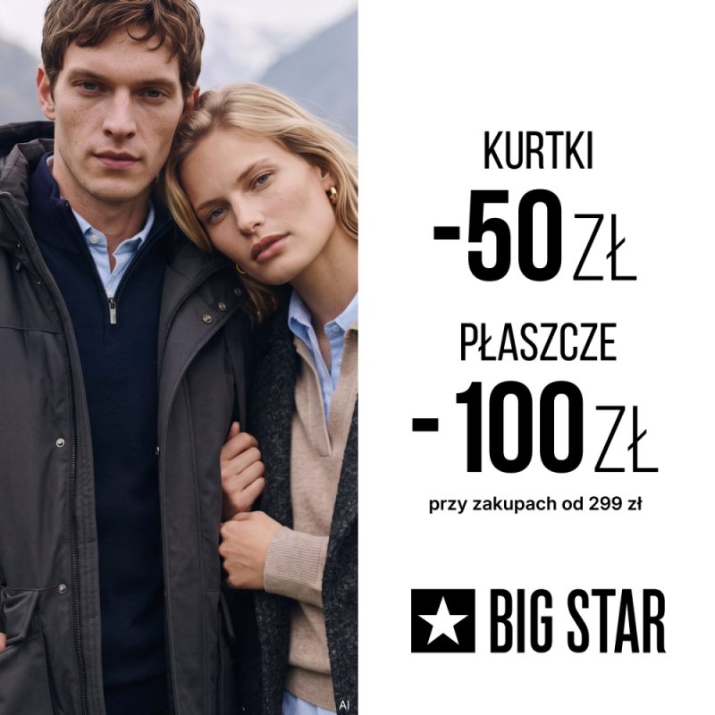 Para w jesiennych stylizacjach. BIG STAR: 50 zł rabatu na kurtki i 100 zł na płaszcze przy zakupach od 299 zł.