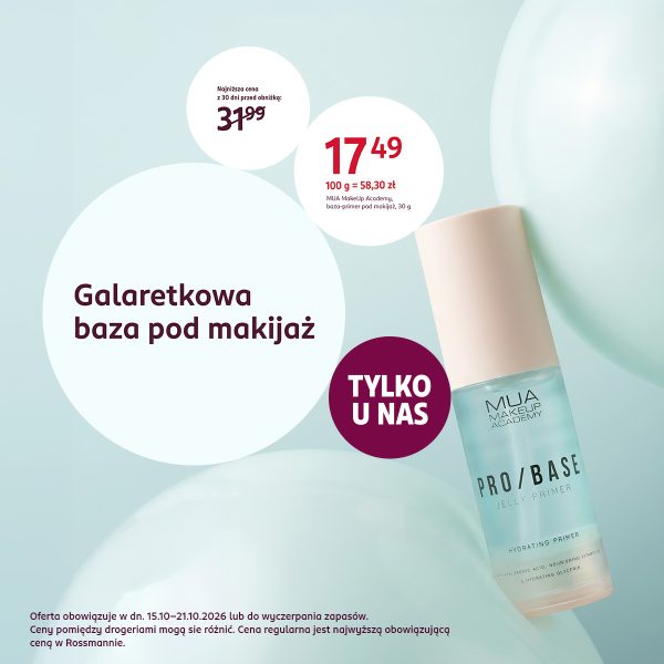 Galaretkowa baza pod makijaż MUA MakeUp Academy Pro/Base, 30 g, w promocji Rossmann za 17,49 zł.